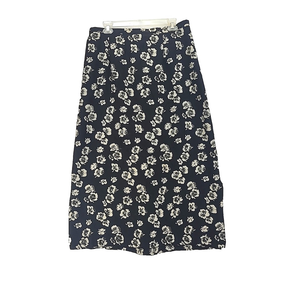 Bentley Womens 16W Plus Size Long Maxi Skirt Flowy Black Beige Floral